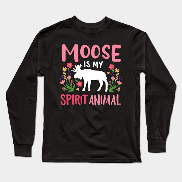 Moose Elk Spirit Animal Long Sleeve T-Shirt by CreativeGiftShop